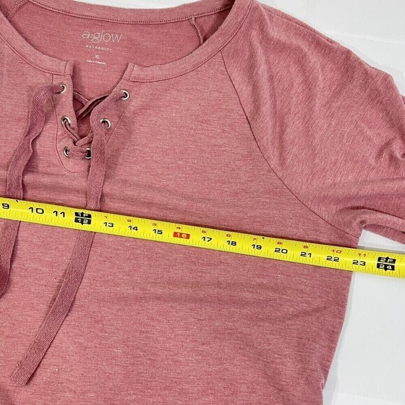 A:Glow Pink‎ Lace-Up Long Sleeve Pullover Maternity Shirt Women's Size XL - Picture 7 of 8